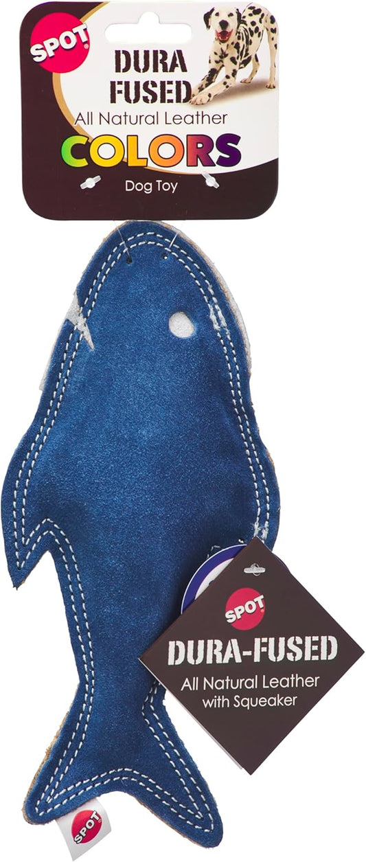 SPOT Dura-Fused Colorful Leather Dog Toys with Squeaker, Made with Real Leather and Jute Fabric, Durable Stuffed Toy for Dogs and Puppies 1 ea