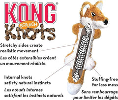 KONG - Scrunch Knots Squirrel - Internal Knotted Ropes and Minimal Stuffing for Less Mess