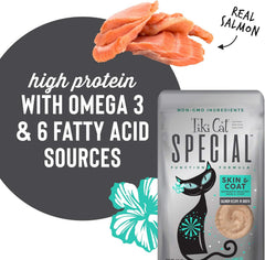 Tiki Cat Special Skin & Coat Mousse, Salmon Recipe, Specially Formulated with Omega Fatty Acids, Functional Wet Cat Food for Adult Cats