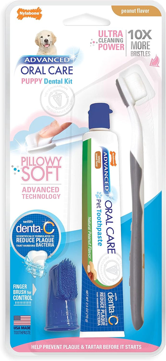 Nylabone Advanced Oral Care Puppy Dental Kit with Pillowy Soft-Bristle Toothbrush