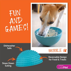 LickiMat Wobble, Dog Slow Feeder Bowl Lick Mat, Boredom Anxiety Reducer; Perfect for Food, Treats, Yogurt, or Peanut Butter. Fun Alternative to a Slow Feed Dog Bowl, Green