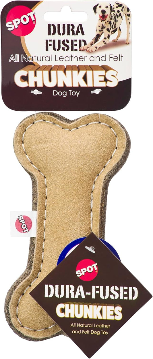SPOT Dura-Fused Chunkies- All Natural Leather and Felt Dog Toy- Durable, Long Lasting, Extra Thick Dog Chew Toy for Aggressive Chewers, Great for Adult Dogs and Teething Puppies
