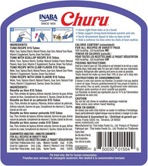 INABA Churu Cat Treats, Grain-Free, Lickable, Squeezable Creamy Purée Cat Treat/Topper with Vitamin E & Taurine, 0.5 Ounces Each Tube, 50 Tubes, Tuna & Seafood Variety