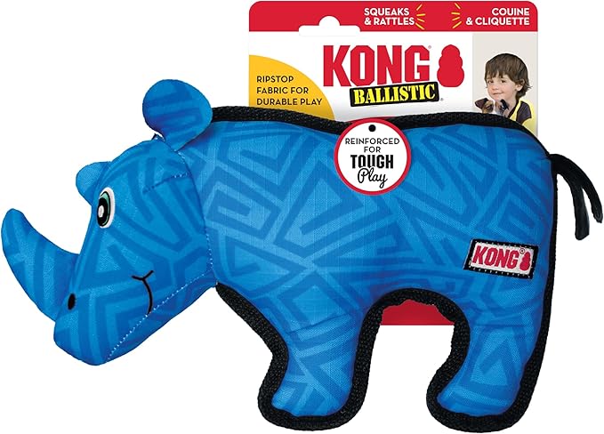 KONG Ballistic Durable Squeaker Dog Toy (Rhino)