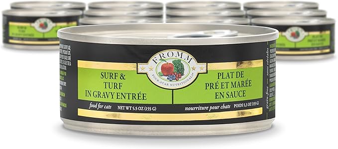 Fromm Four-Star Nutritionals Surf & Turf in Gravy Entrée - Premium Wet Cat Food - Chicken Recipe - Case of (12) 5.5 oz Cans