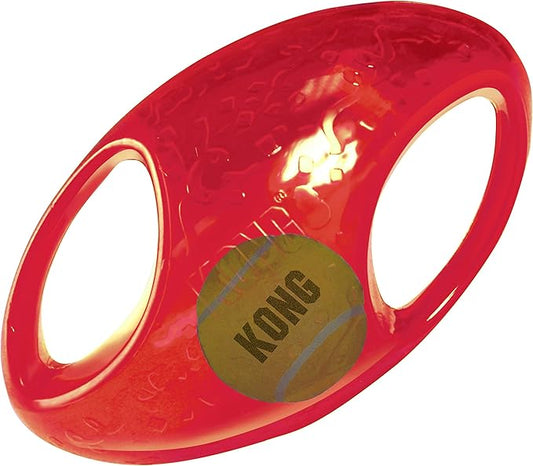 KONG Jumbler Football - Interactive Dog Toy for Dog & Puppy Playtime - Fetch Toy with Tennis Ball - Dog Supplies for Engaging Play