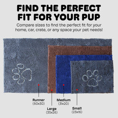 Dog Gone Smart Dirty Dog Doormat - Fast Drying Rug with Super Gripper Backing for Clean Floors - Super Absorbent and Machine Washable Mat for Muddy Paws - Bermuda Blue , 35In X 26 in