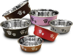 SPOT Pet Barcelona Matte and Stainless Steel Dog Dish, 32-Ounce, Non Skid Bottom,Licorice