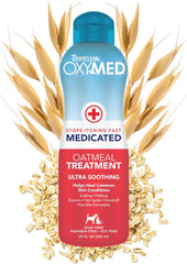 TropiClean Oxymed Medicated Cat & Dog Conditioner For Itchy Skin | Skin Soothing Oatmeal Conditioner For Dogs & Cats