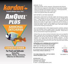 Kordon Amquel Plus Aquarium Water Conditioner - Instantly Detoxifies Ammonia, Nitrite, Nitrate, and Chlorine Remover for Freshwater & Saltwater Aquariums, 8 Ounces