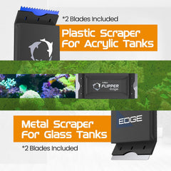 Flipper Cleaner EDGE 2-in-1 Scrubber Scraper Floating Magnetic Fish Tank Aquarium Cleaner with DUAL BLADES - Efficient Glass & Acrylic Aquarium Cleaning Tools