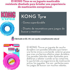 KONG Puppy Tires - Dog Chew Toy for Puppies - Stuffable Dog Toy for Treats & Snacks - Natural Rubber Chew Toy for Teething Puppy