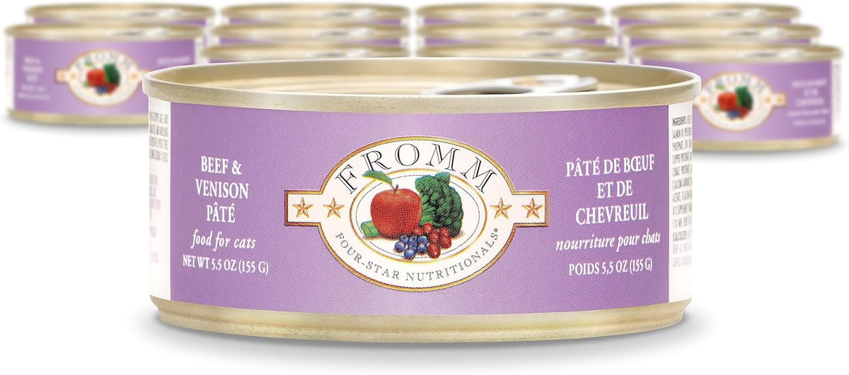 Fromm Four-Star Nutritionals Beef & Venison Pate Cat Food - Premium Wet Cat Food - Beef Recipe - Case of (12) 5.5 oz Cans