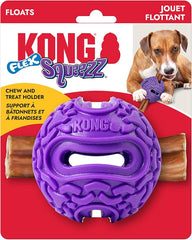 KONG Squeezz Flex Ball – Flexible Treat & Chew Holder for Dogs – Interactive Dog Toy for Fetch, Floating, & Travel – Holds Treats, Chews, & Bully Sticks