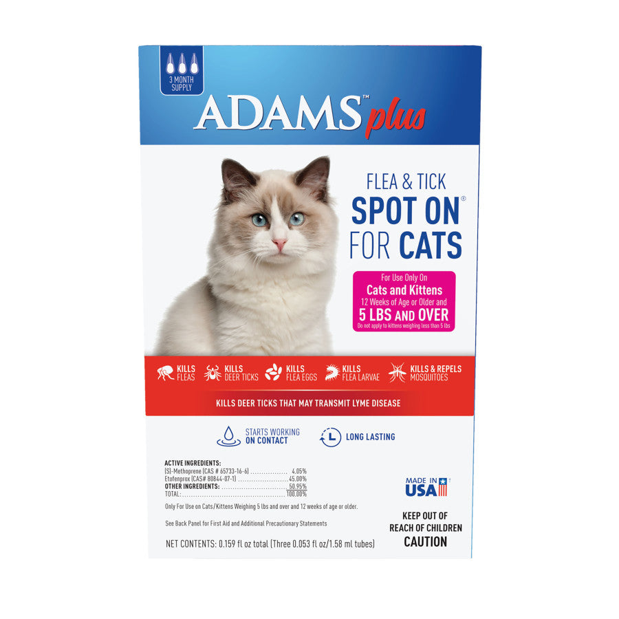 Adams Plus Flea & Tick Spot On for Cats & Kittens 1ea/Over 5 lb