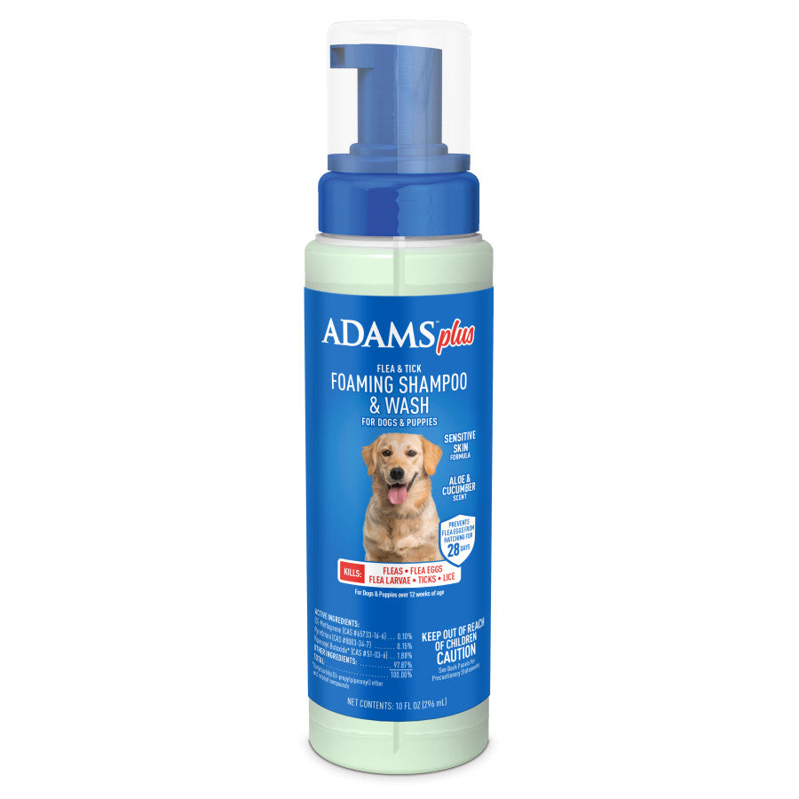 Adams Plus Flea & Tick Foaming Shampoo & Wash for Dogs & Puppies 1ea/10 oz