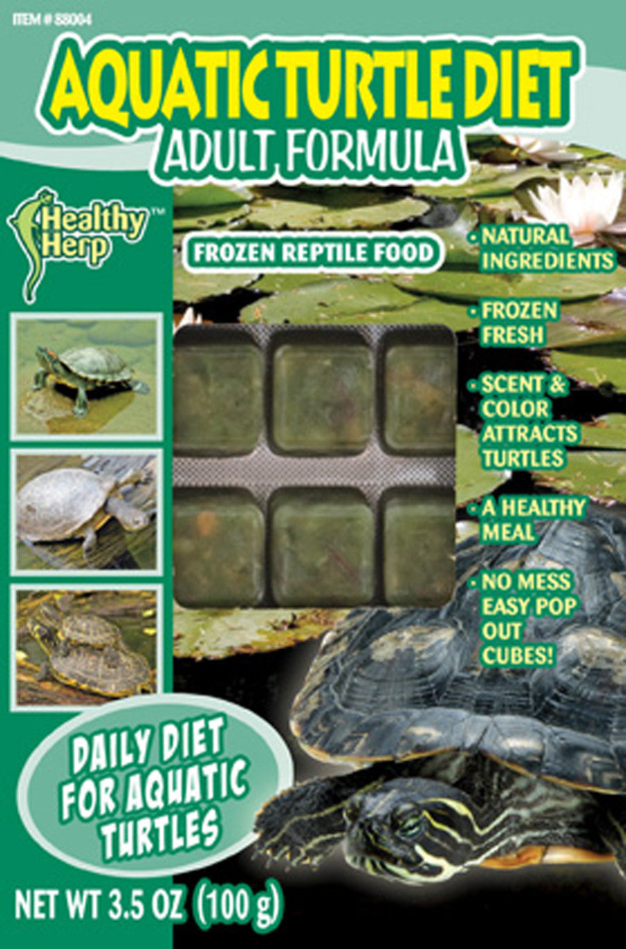 San Francisco Bay Brand SSF88004 Healthy Herp Frozen Aquatic Turtle Diet Adult Formula, 3.5-Ounce