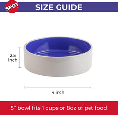 SPOT Standard Crock Dish for Small Animals - Food/Water Bowl for Small Pets, Round Ceramic Bowl with High Walls, Ideal for Birds, Small Cats, Dishwasher Safe - 4 inch, 1 Cup (8oz)