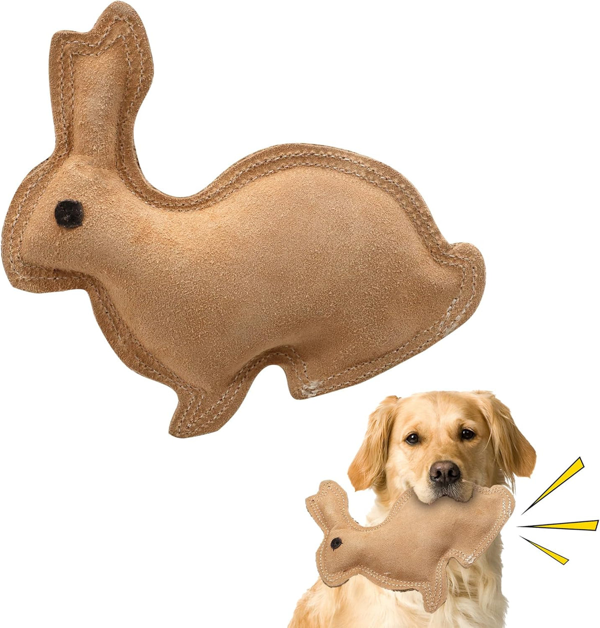 SPOT Dura-Fused Leather - Durable Dog Toy with Squeaker, Real Leather & Jute Fabric, Interactive Toy for Moderate & Aggressive Chewers, Small and Medium Dogs and Puppies