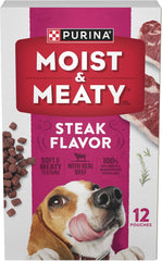 Purina Moist and Meaty Steak Flavor Soft Dog Food Pouches - 72 Ounce