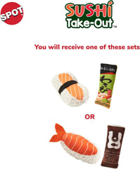 SPOT Sushi Take-out- Cat Plush Toys with Catnip & Silverine Blend, Cute and Funny Toys For Indoor Cats & Kittens, Perfect for Batting and Chasing - 4 inch, Assorted 2-Pack, Styles May Vary