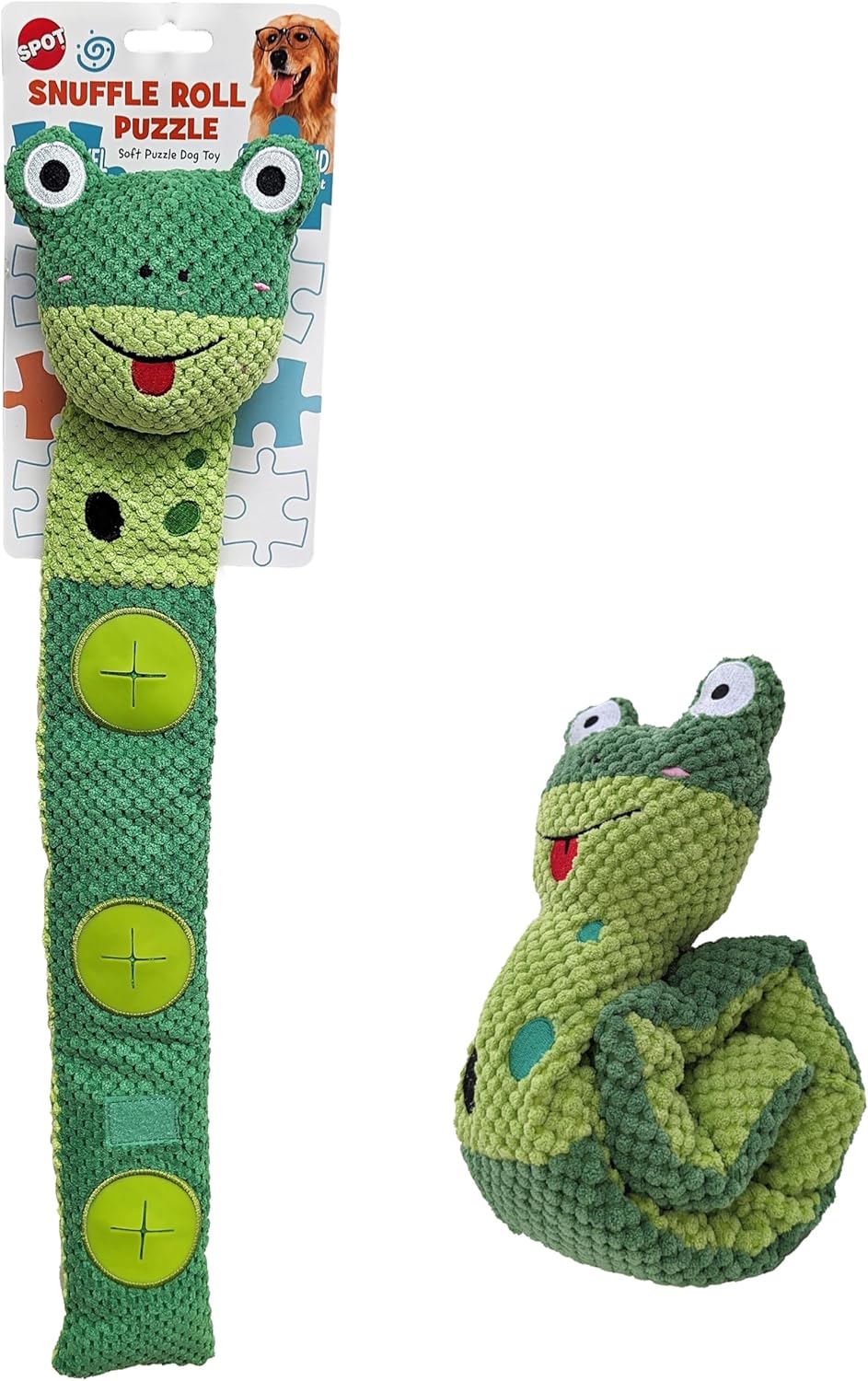 SPOT Snuffle Roll Puzzle Toy - Interactive Feeding Toy for Dogs, Provides Mental Stimulation, Roll-Up Toy, 3 Pockets to Hide Treats, Crinkle and 2 Squeakers - 25Inch Puzzle Toy, Style May Vary