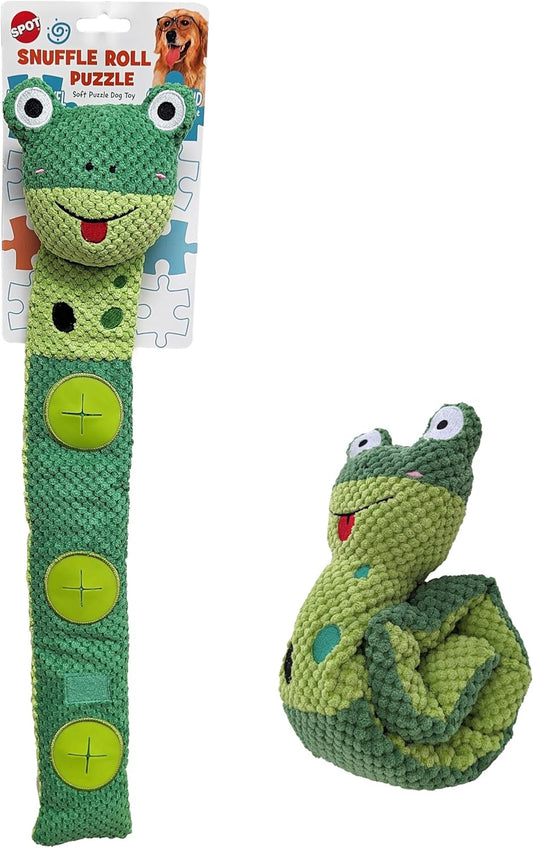 SPOT Snuffle Roll Puzzle Toy - Interactive Feeding Toy for Dogs, Provides Mental Stimulation, Roll-Up Toy, 3 Pockets to Hide Treats, Crinkle and 2 Squeakers - 25Inch Puzzle Toy, Style May Vary
