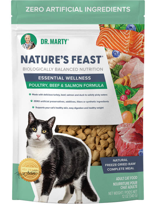 Dr. Marty's Nature's Feast Freeze Dried Beef Salmon Poultry Cat 12 oz