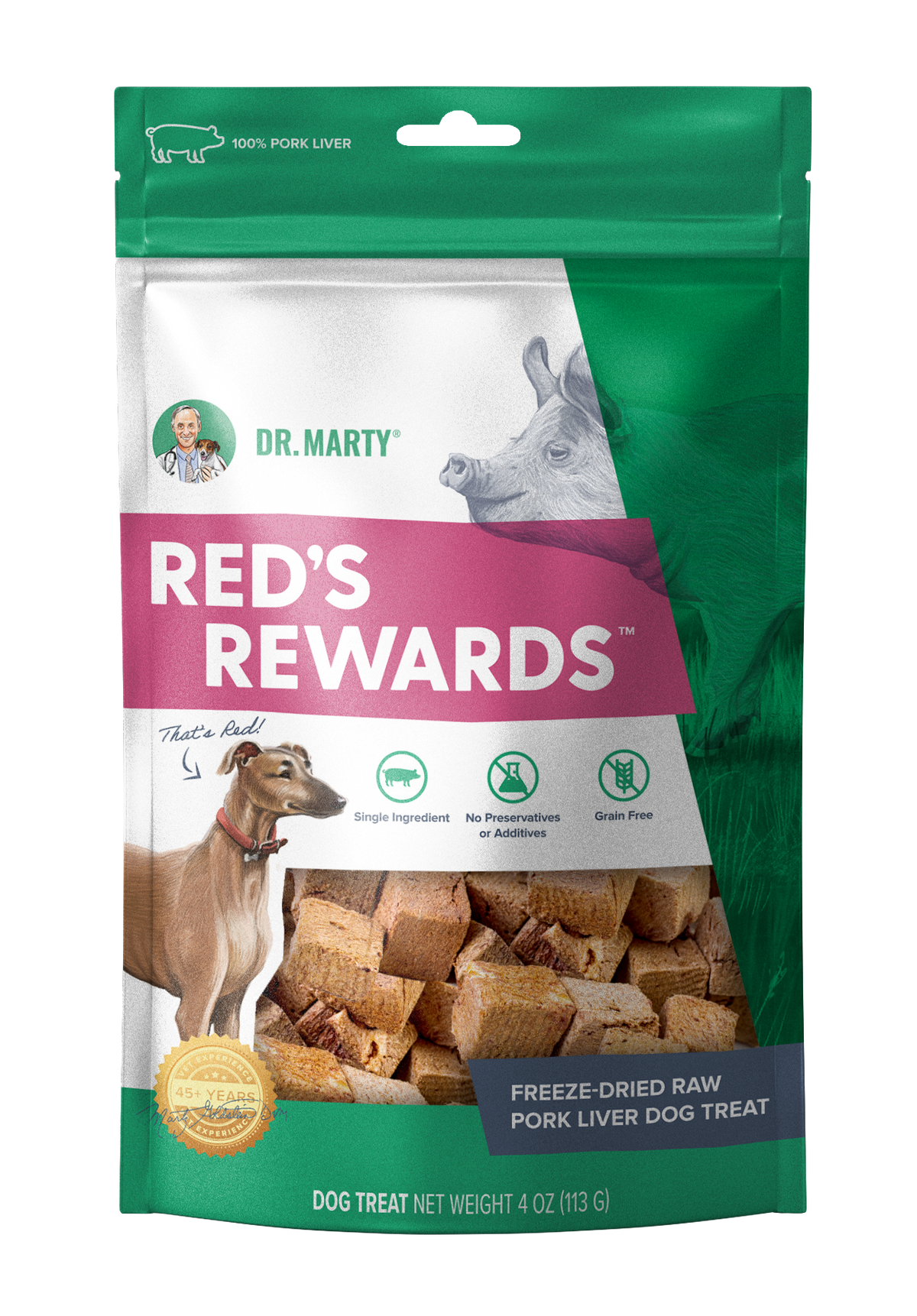 Dr. Marty's Red's Reward Pork Liver Dog Treat 4 oz