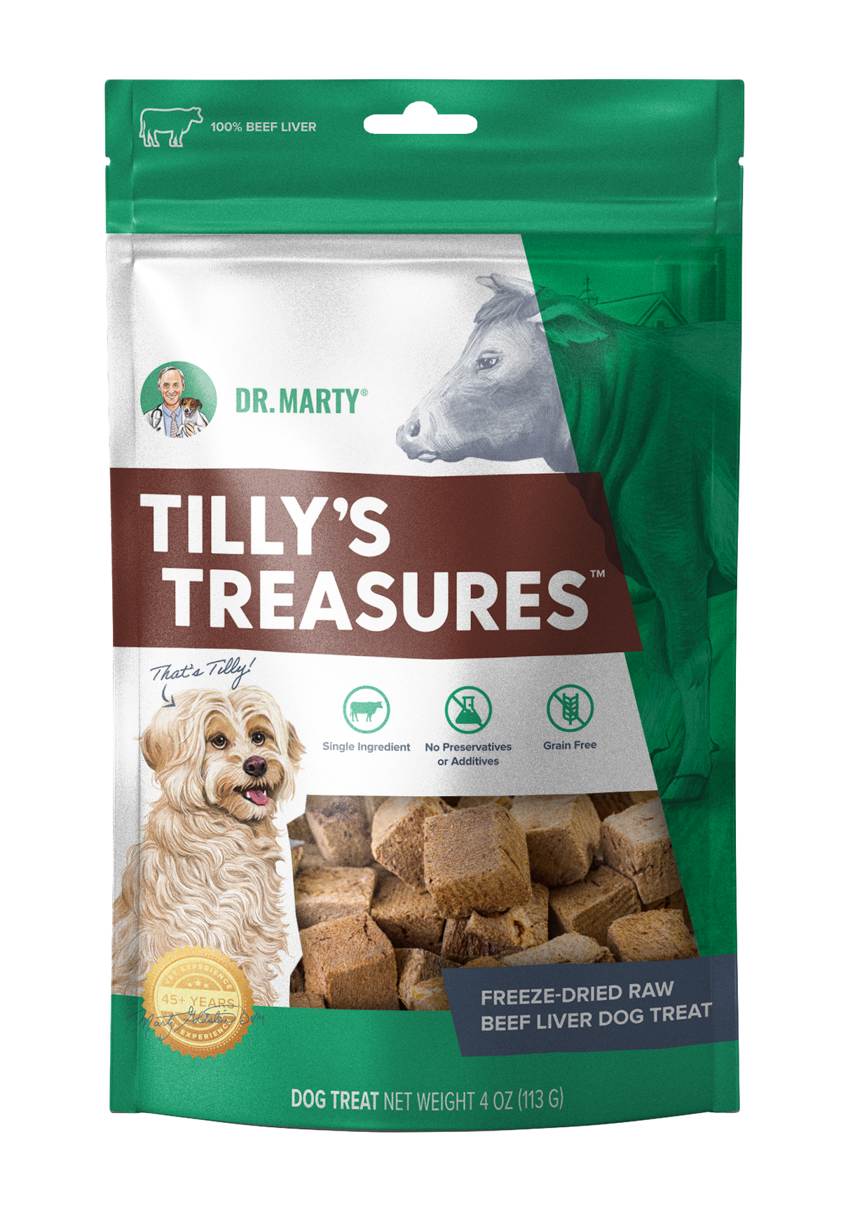 Dr. Marty's Tilly's Treasures Beef Liver Dog Treat 4 oz C=6