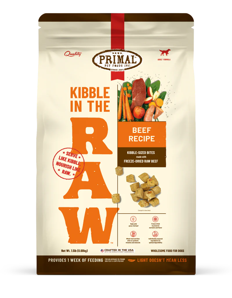 Primal Kibble in The Raw Freeze Dried Dog Food Beef, Complete Diet Scoop & Serve Healthy Raw Dog Food, Crafted in The USA .