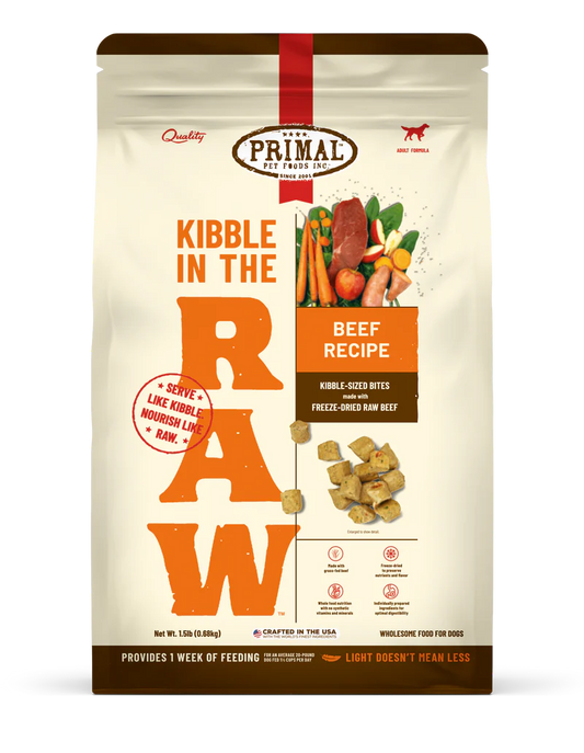 Primal Kibble in The Raw Freeze Dried Dog Food Beef, Complete Diet Scoop & Serve Healthy Raw Dog Food, Crafted in The USA .