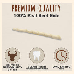 Cadet Premium Grade Beef Hide for Dogs, Long Lasting Rawhide Twist Chew Sticks, Natural Dog Chews, 5 Inch Dog Bones (100 Count)