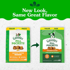GREENIES Pill Pockets Chicken Flavor Dog Treats – Capsule Size, 15.8 oz, 60 Count -