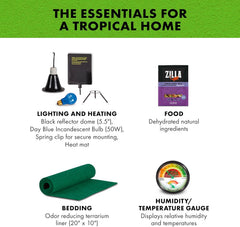 Dragon Habitat Accessory Kit, Easy Starter Kit for Bearded Dragons, Includes Lighting, UVB, Heat, Bedding, Humidity, Temperature and Food, Ideal for Habitats 20L - 60 BR Terrariums