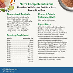 ULTIMATE PET NUTRITION Nutra Complete Bone Broth Infusions, 100% Freeze Dried Veterinarian Formulated Raw Dog Food with Antioxidants Prebiotics and Amino Acids (1 Pound, Bone Broth Fish)