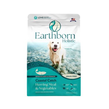 Earthborn Holistic Coastal Catch Herring Meal & Vegetables Grain-Free Sensitive Skin & Stomach Dry Food for Dogs and Puppies