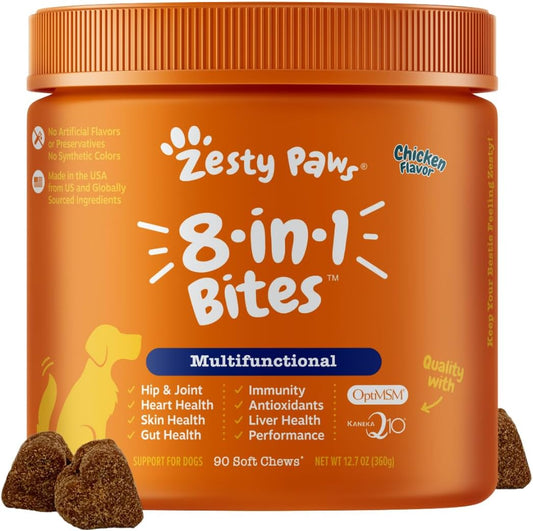 8-in-1 Multivitamin Bites for Dogs, Vitamins, Glucosamine, Chondroitin & Probiotics, Functional Dog Supplement