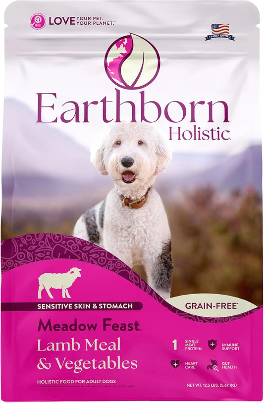 Earthborn Holistic Meadow Feast Lamb Meal & Vegetables Grain-Free Sensitive Skin & Stomach Dry Food for Adult Dogs