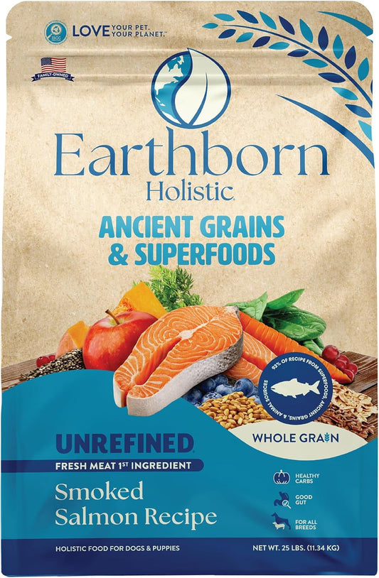 Earthborn Holistic Unrefined Smoked Salmon Recipe with Ancient Grains & Superfoods Dry Food for Dogs & Puppies