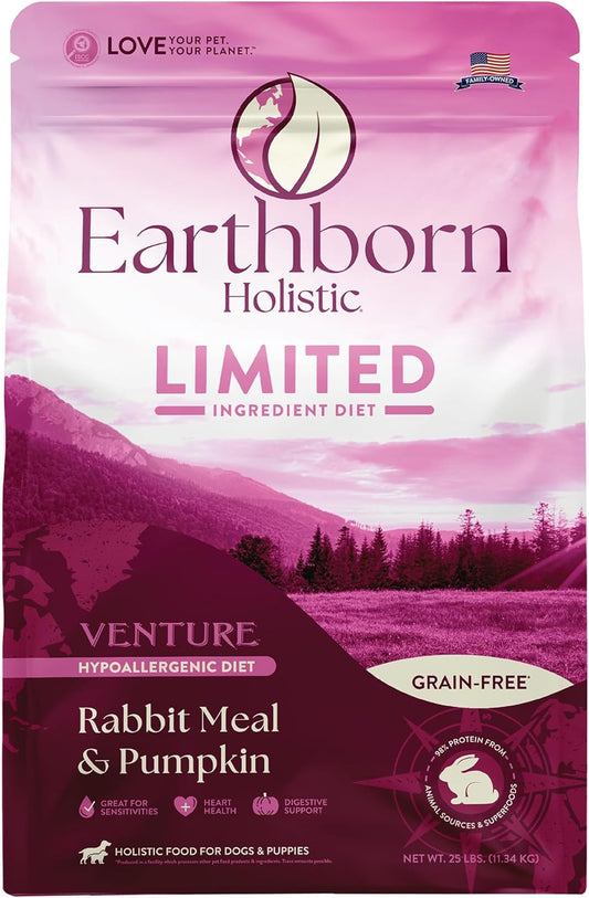 Earthborn Holistic Venture Rabbit Meal & Pumpkin Limited Ingredient Diet Grain-Free Dry Food for Dogs & Puppies