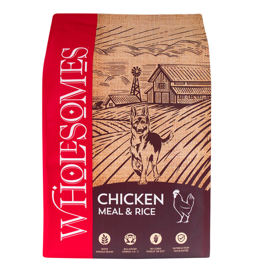 Wholesomes Dry Dog Food Chicken Meal & Rice, 1ea/40 lb