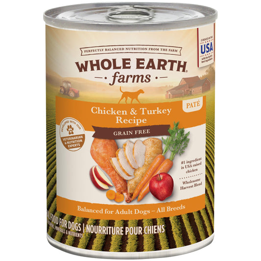 Whole Earth Farms Chicken and Turkey Recipe, 12.7-Ounce, Pack of 12