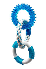 Multipet Canine Clean Peppermint With 3 Rings - 2 TPR And 1 Rope Dog Toy Blue, White, 1ea/11 in