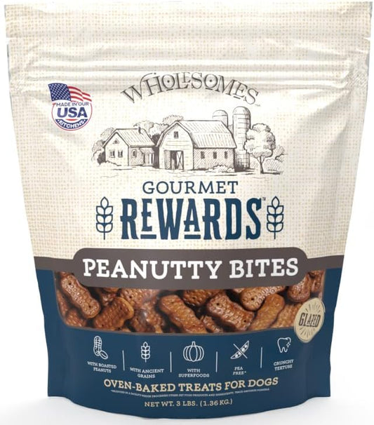 Wholesomes Gourmet Rewards Biscuit Dog Treats Peanutty Bites Peanutty Bites, 1ea/3 lb