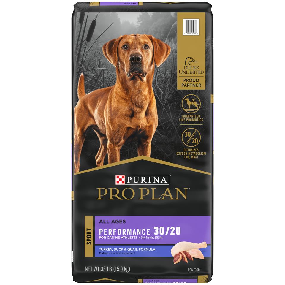 Purina Pro Plan Sport Performance 30/20 Turkey Duck Quail Formula Dry Dog Food, High Protein Dog Food - 33 lb. Bag