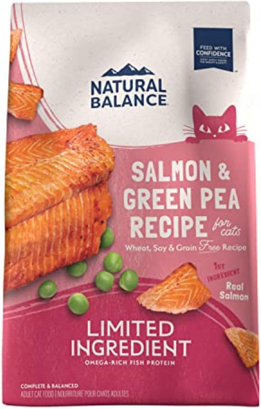 Natural Balance Limited Ingredient Adult Grain-Free Dry Cat Food, Salmon & Green Pea Recipe, 10 Pound (Pack of 1)