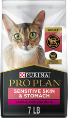 Purina Pro Plan Sensitive Skin and Stomach Cat Food, Lamb and Rice Formula - 7 lb. Bag