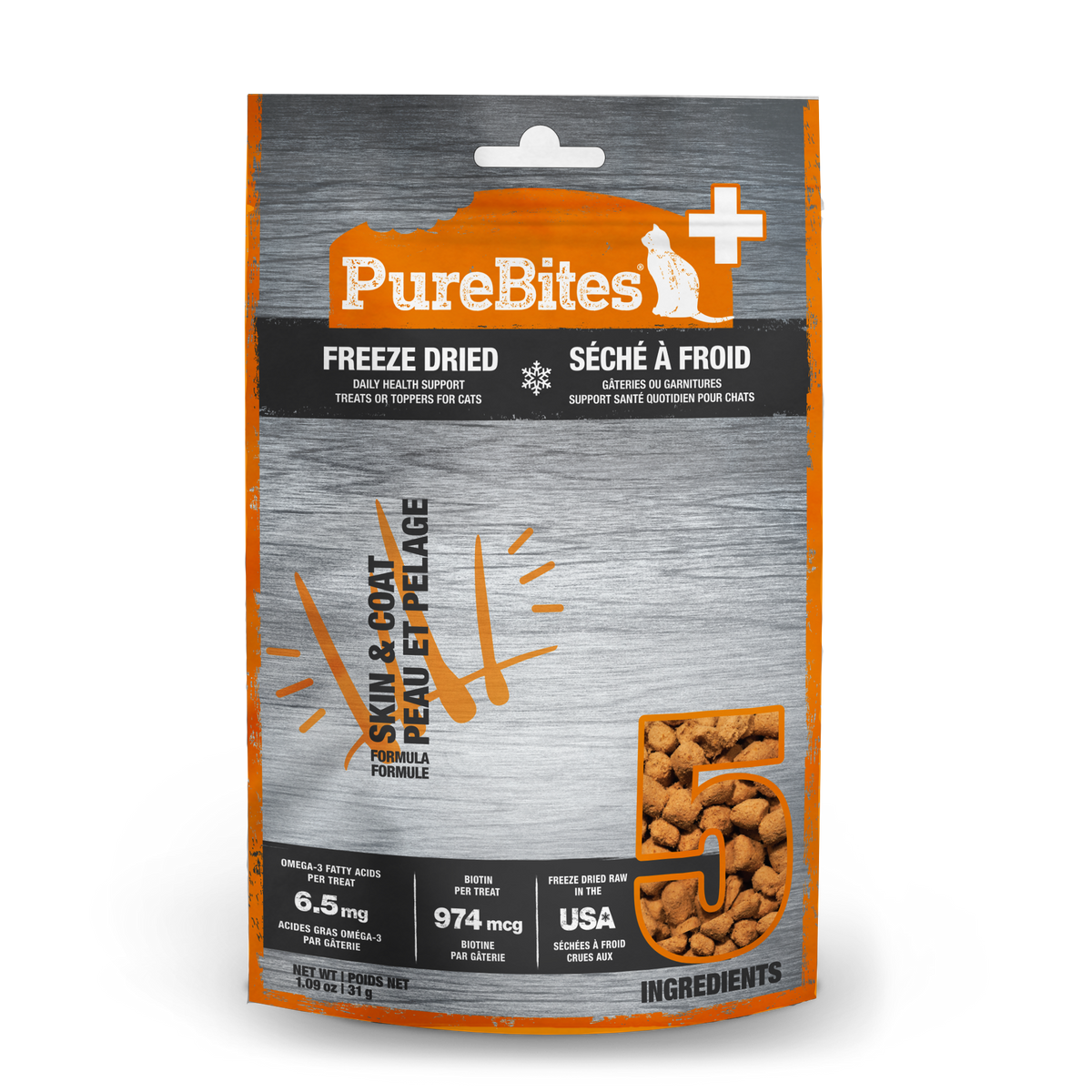 PureBites+ Cat Treats, Skin & Coat, 31g | 1.09oz, Value Size