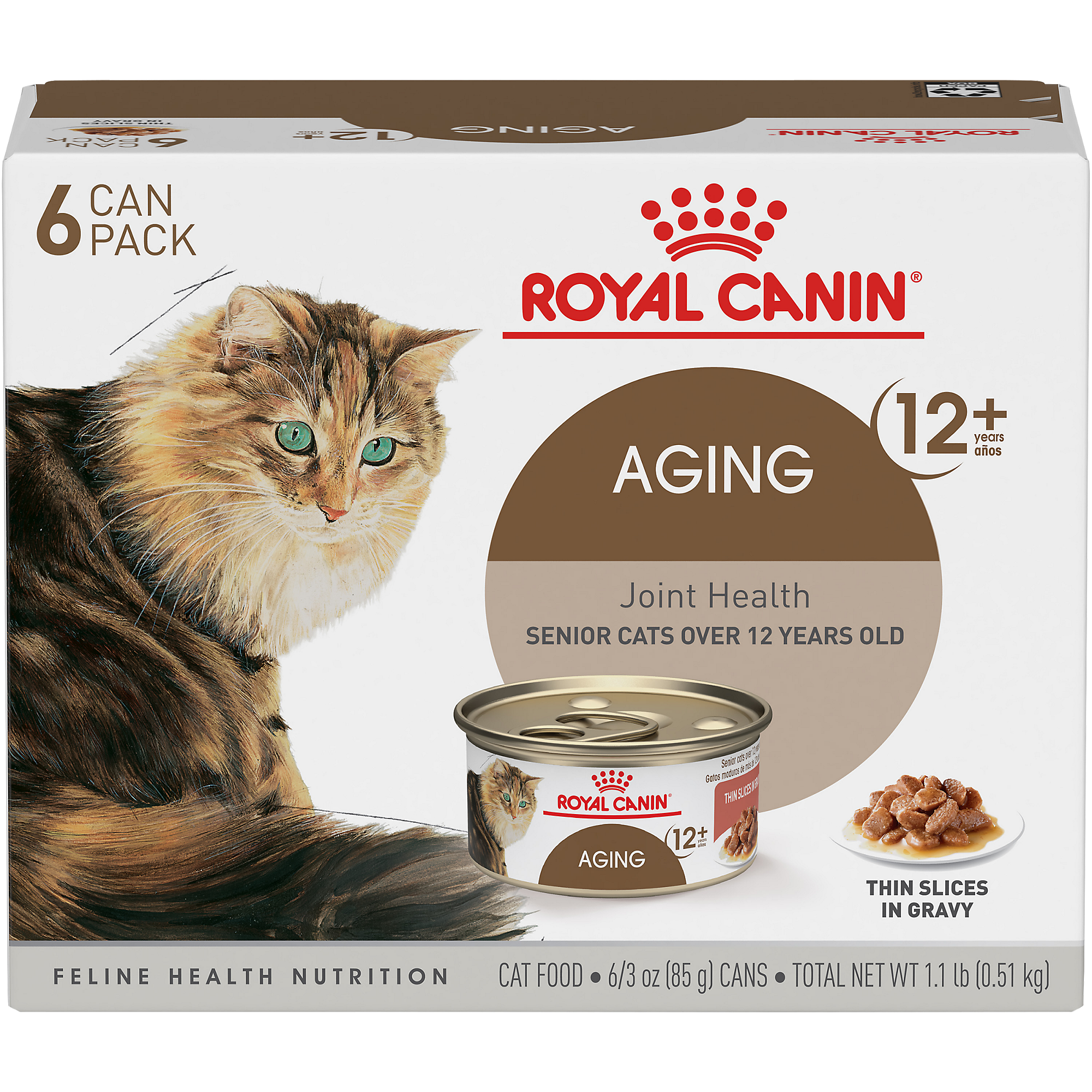 Royal Canin® Feline Health Nutrition™ Aging 12+ Thin Slices In Gravy Canned Cat Food, 3 oz, 6-Pack